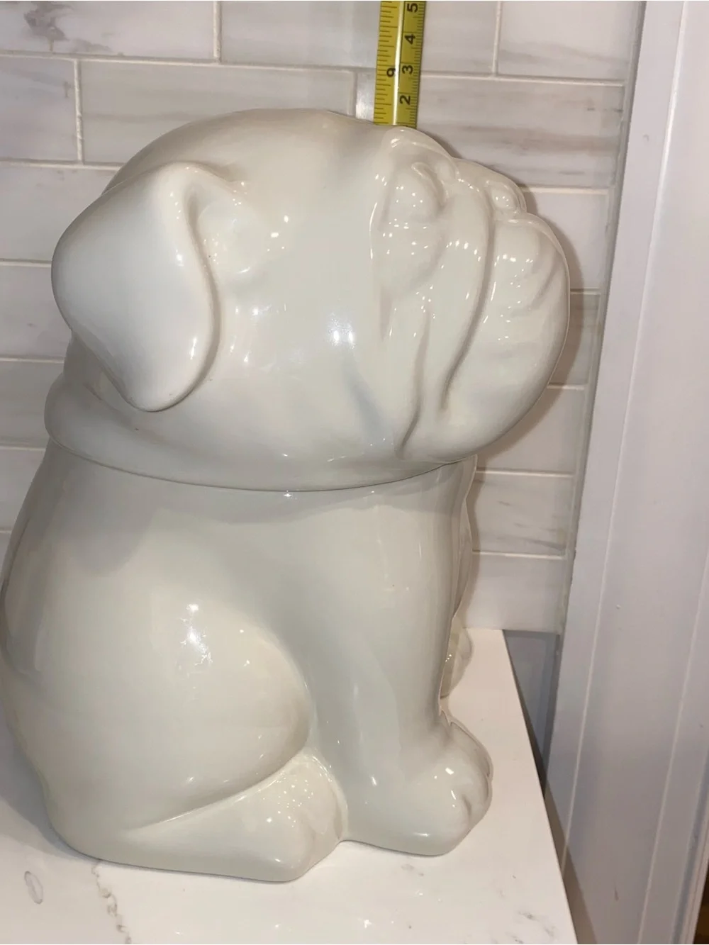 Threshold Stoneware Bulldog Cookie Jar White Animal Shaped